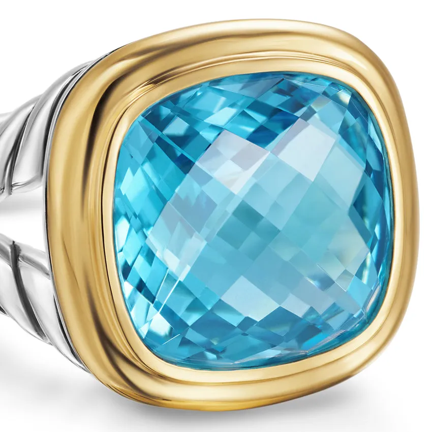 Albion Ring in Sterling Silver with 18K Yellow Gold and Blue Topaz, 11mm, Size 6