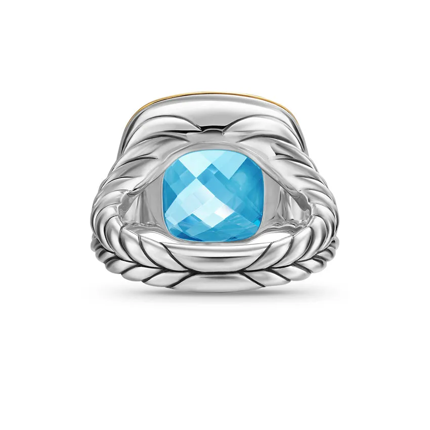 Albion Ring in Sterling Silver with 18K Yellow Gold and Blue Topaz, 15mm, Size 6