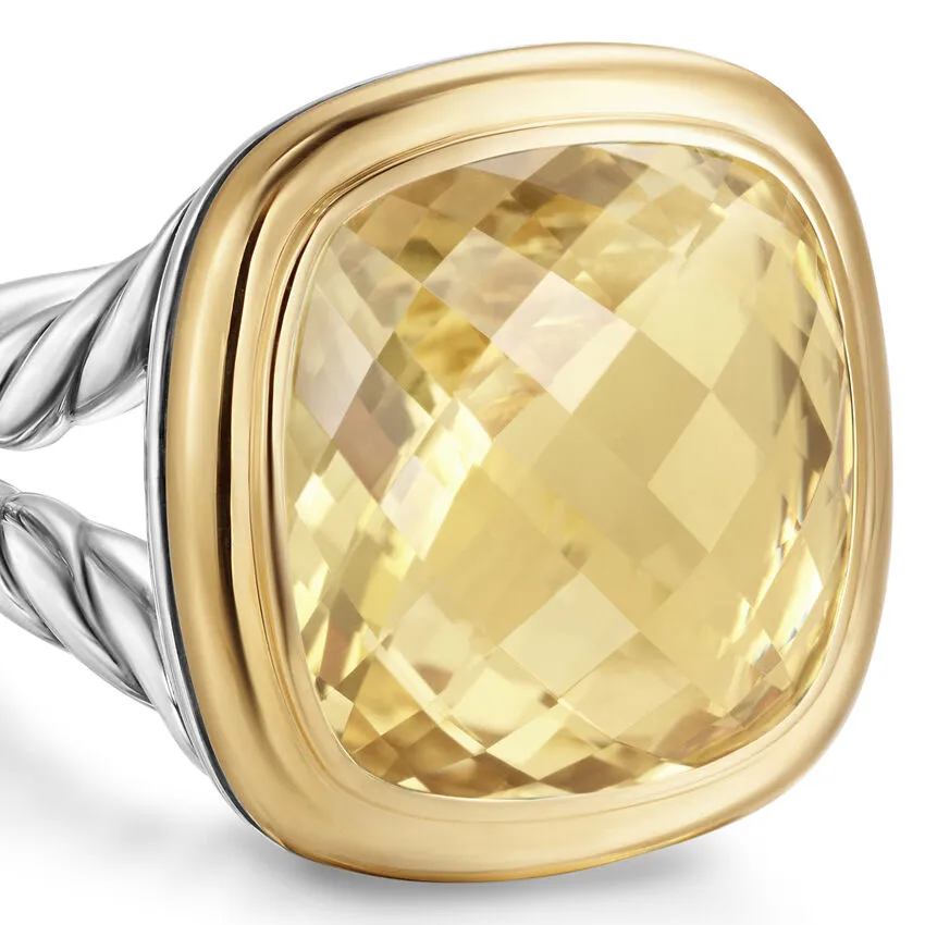 Albion Ring in Sterling Silver with 18K Yellow Gold and Champagne Citrine, 15mm, Size 7
