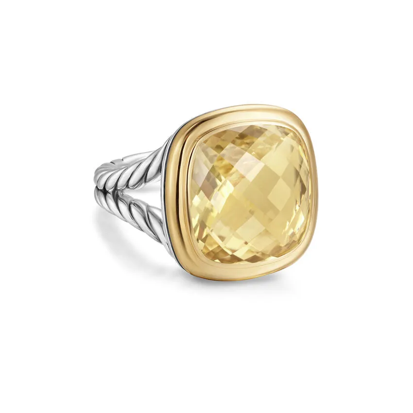 Albion Ring in Sterling Silver with 18K Yellow Gold and Champagne Citrine, 15mm, Size 7