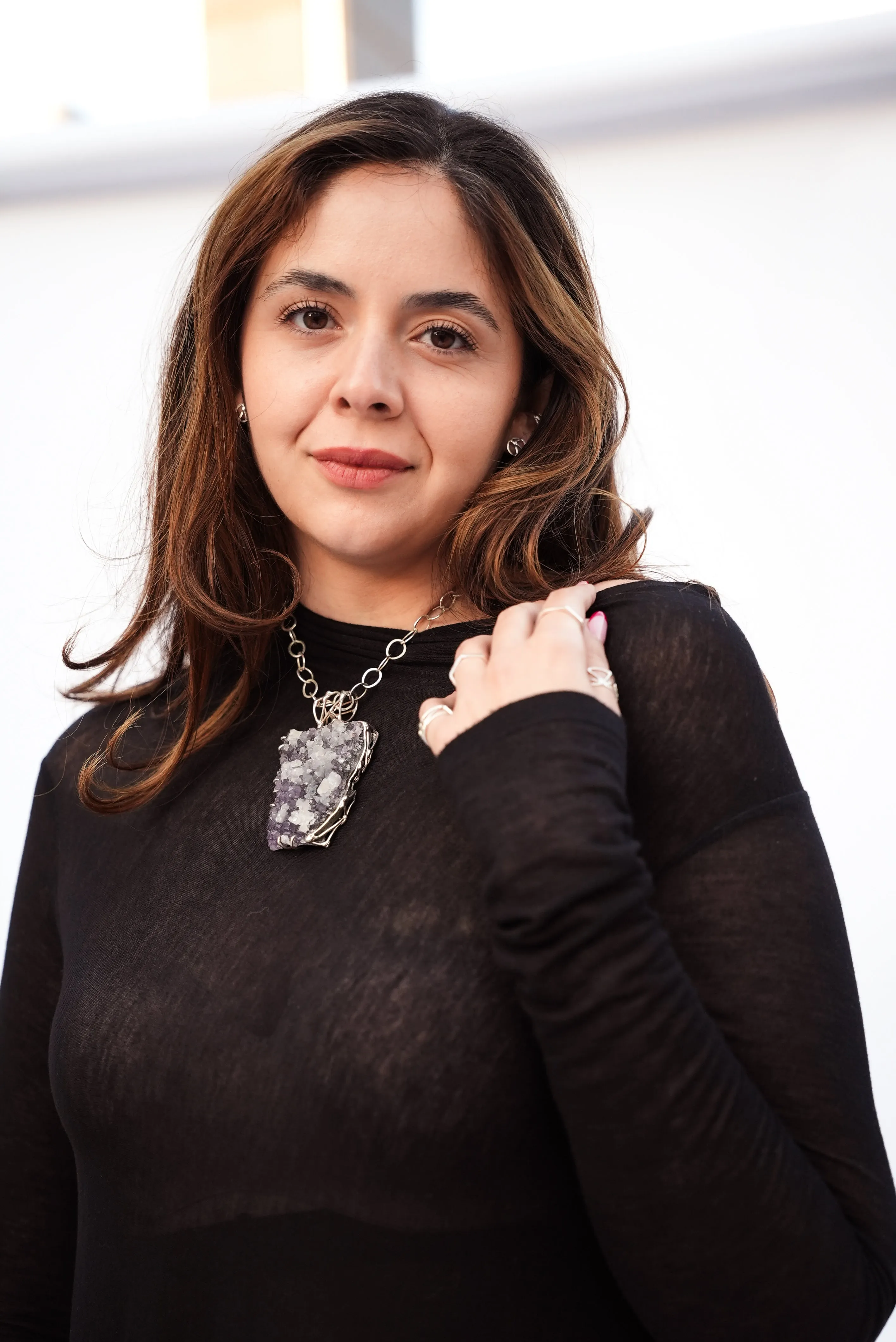 Amethyst Courage Statement Necklace in Sterling Silver