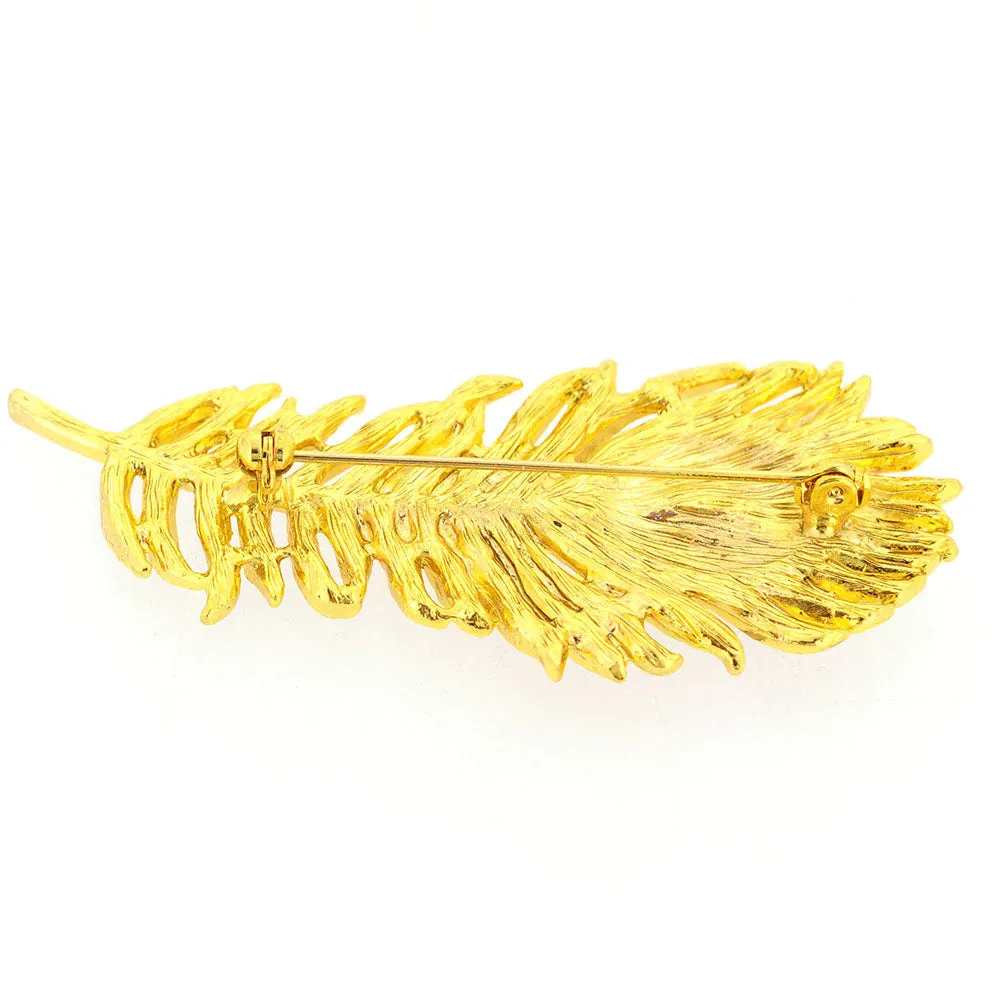 Amethyst Purple Peacock Feather Pin Brooch