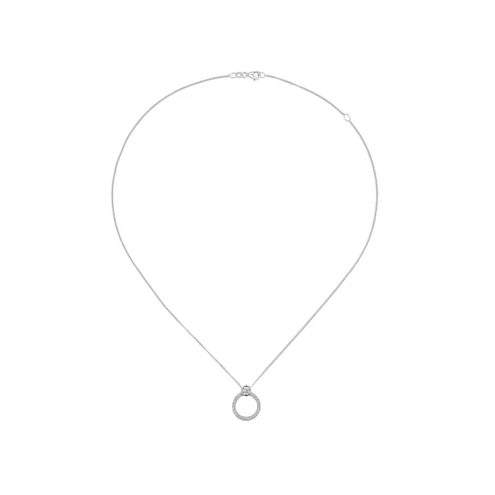 Amore Argento Sterling Silver CZ Circle Necklace