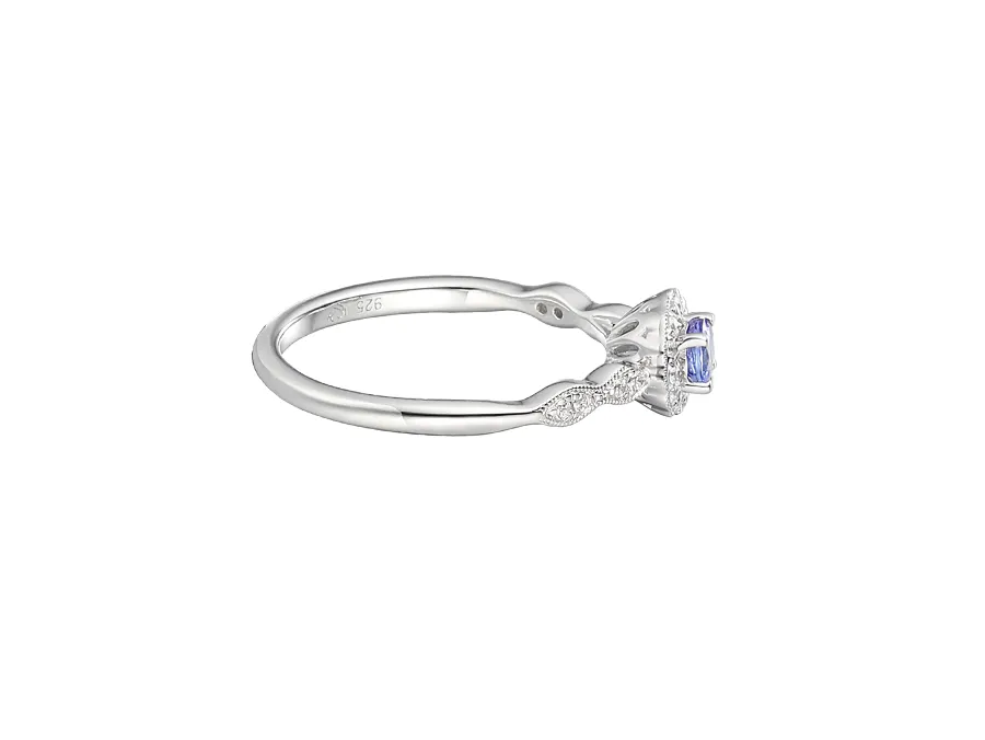 Amore Argento Sterling Silver Tanzanite & CZ Cluster Ring