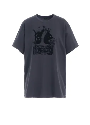 ANIMAL FLOCKED PRINT ROUND NECK SHORT SLEEVE T (DOG)