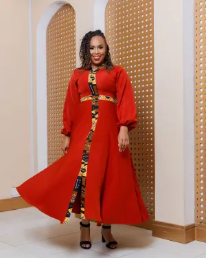 Ankara Arosen Dress- Brown