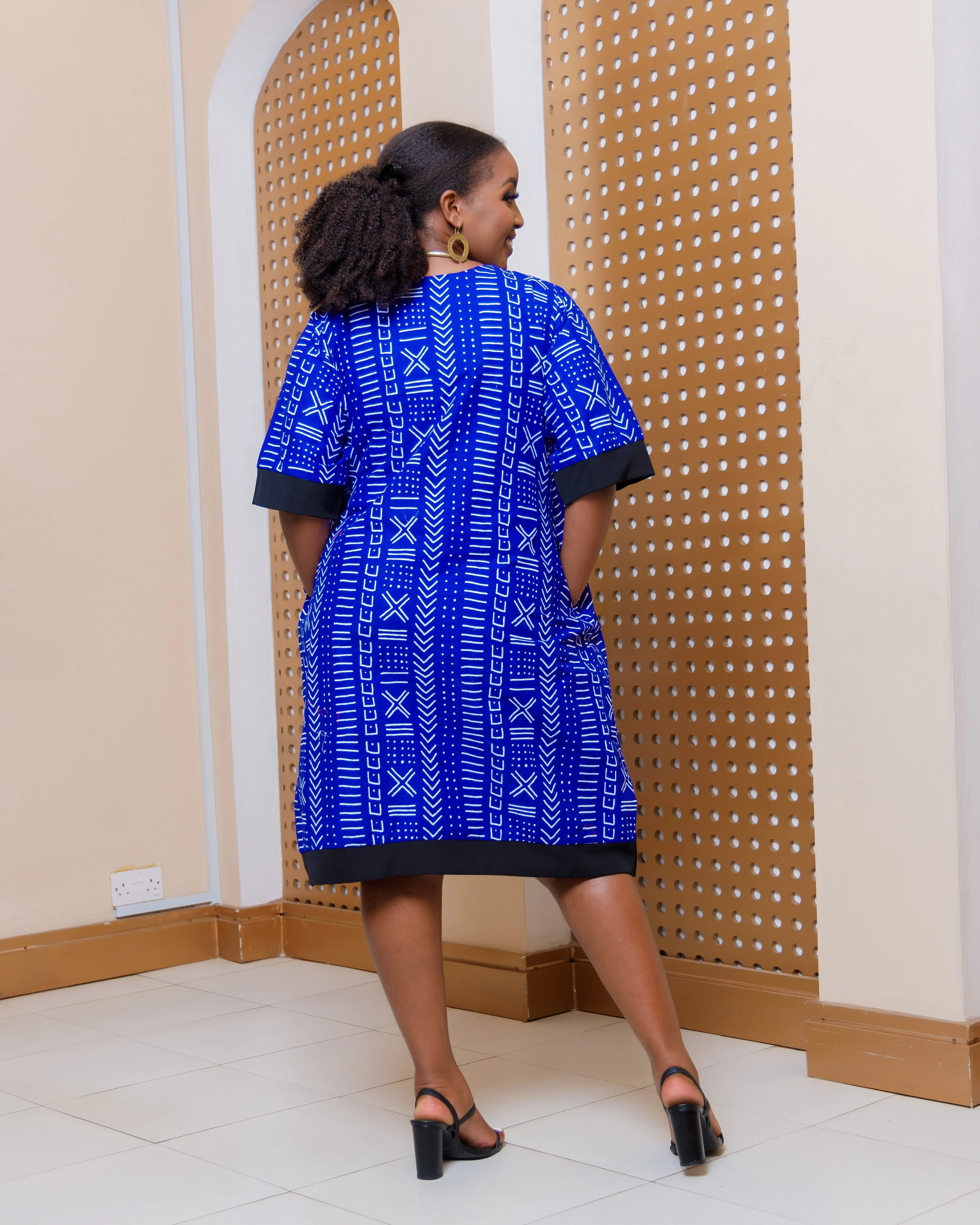 Ankara Luanda Dress- Blue