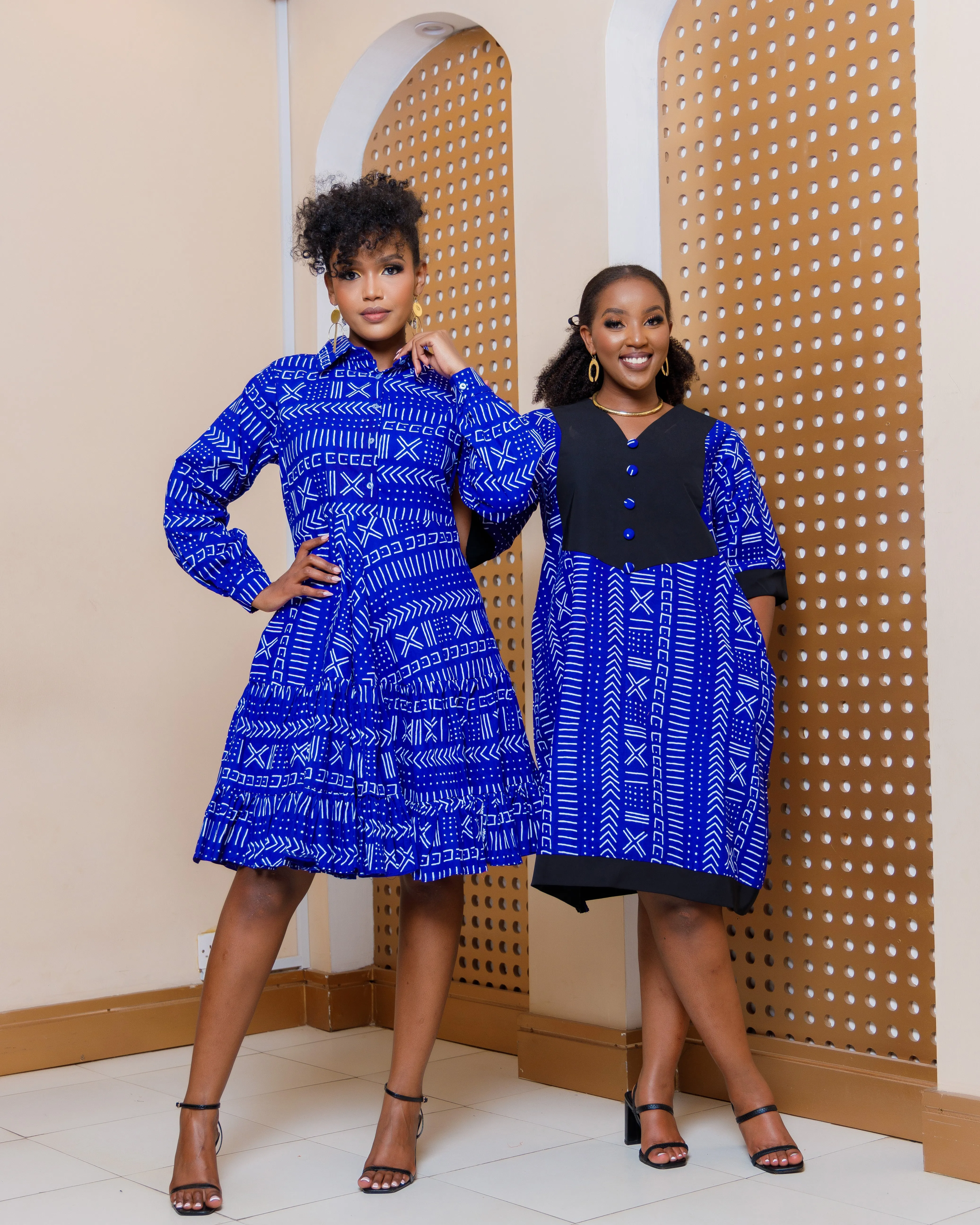 Ankara Luanda Dress- Blue