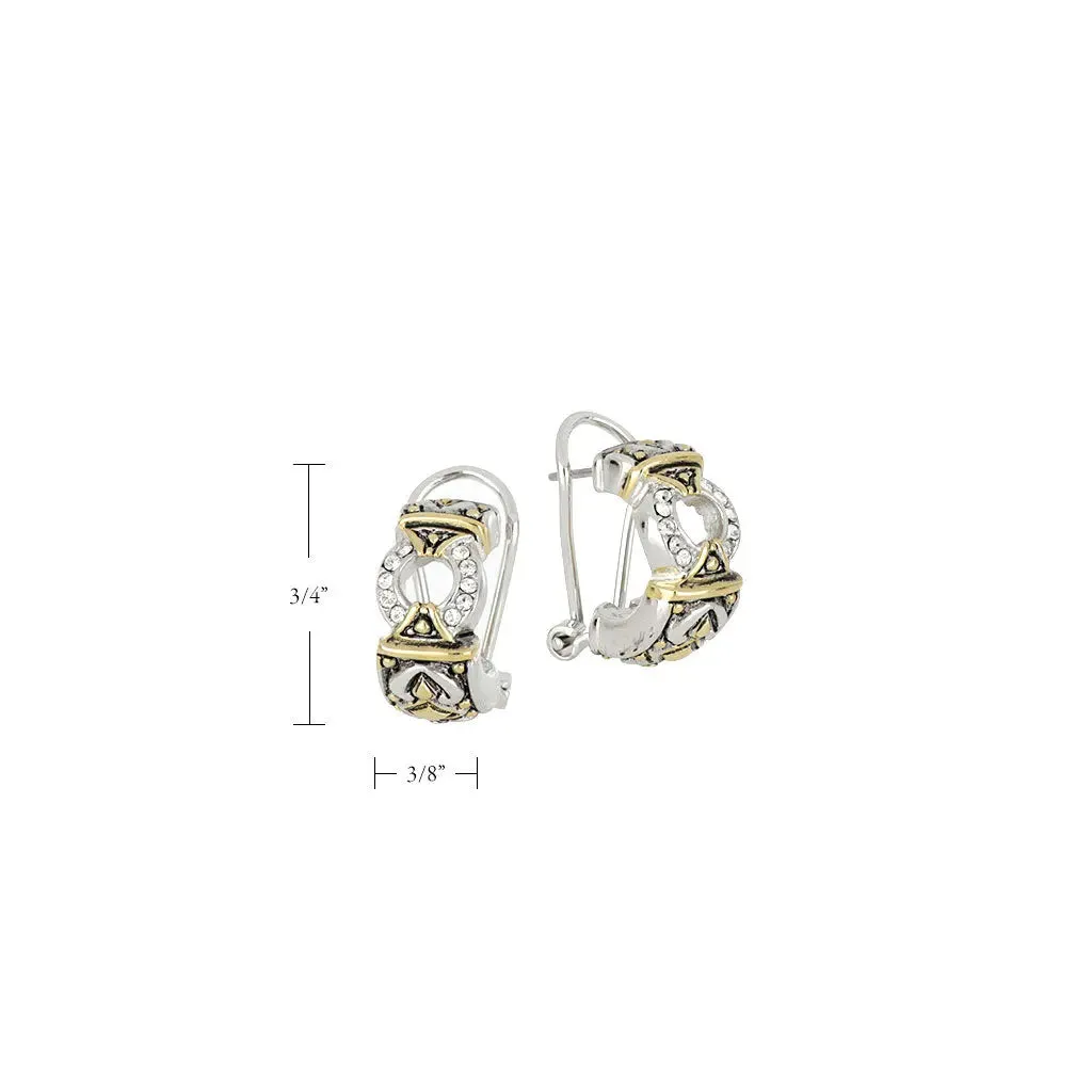 Antiqua Collection - Pavé Circle Post Clip Earrings