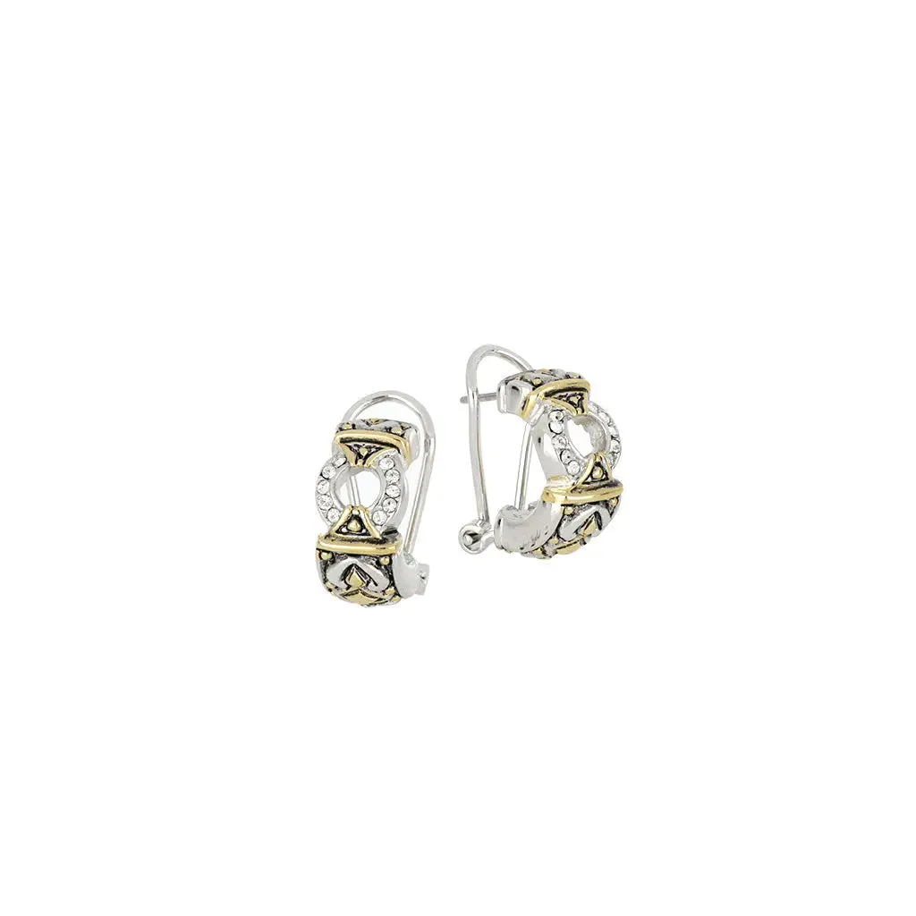 Antiqua Collection - Pavé Circle Post Clip Earrings