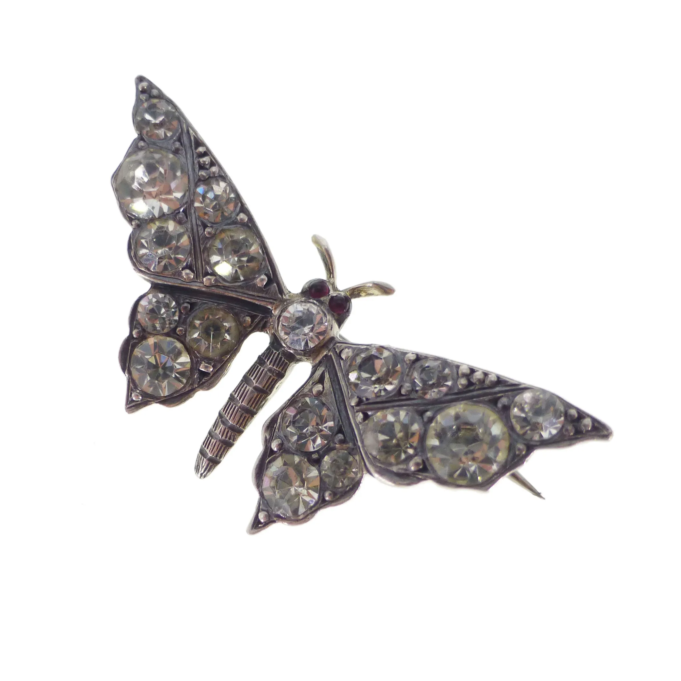 Antique Silver Paste Butterfly Brooch