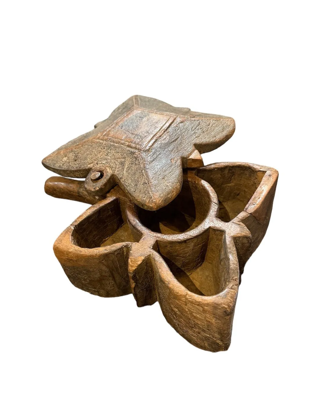 Antique Wooden Carved Spice Box