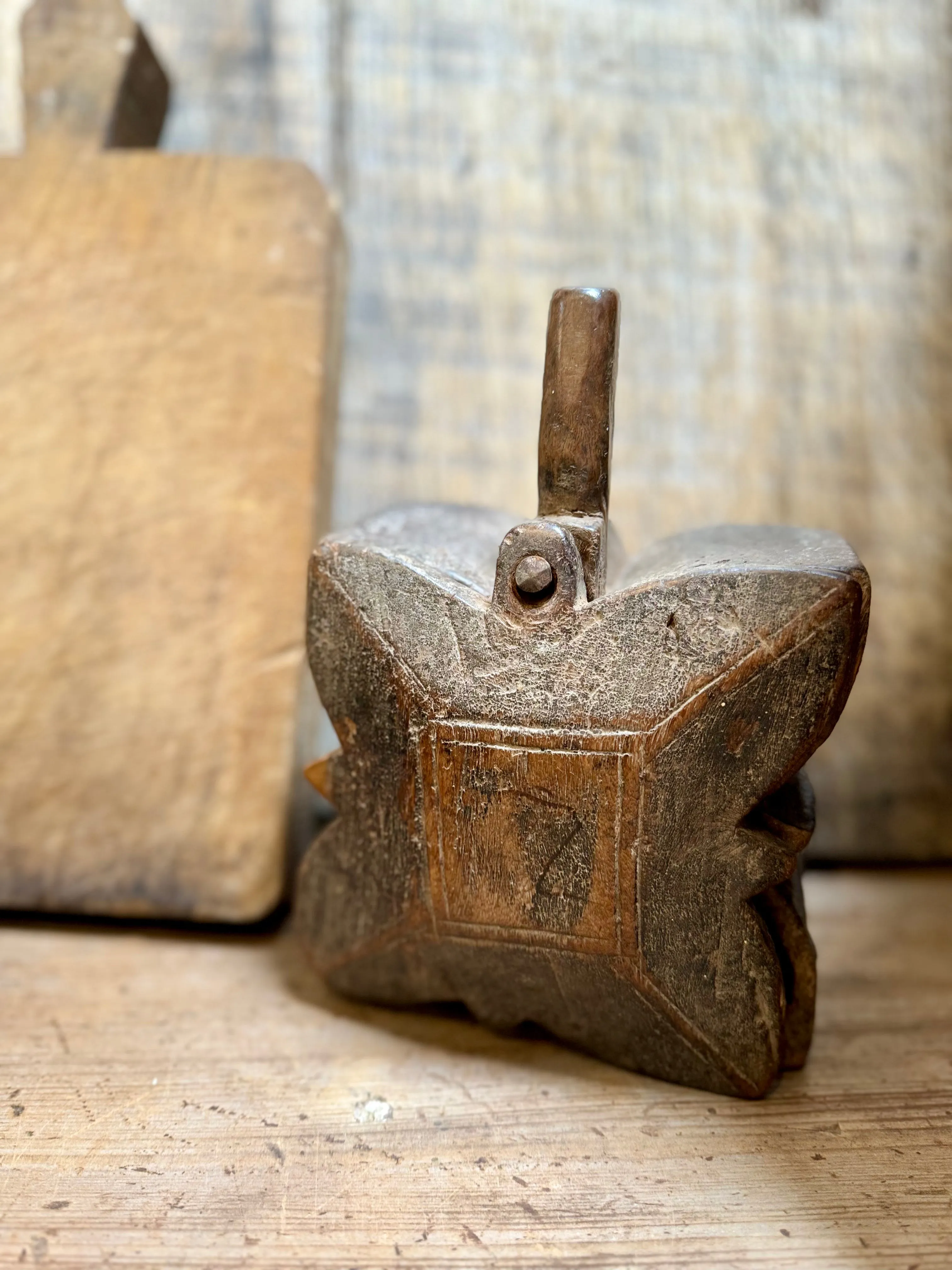 Antique Wooden Carved Spice Box