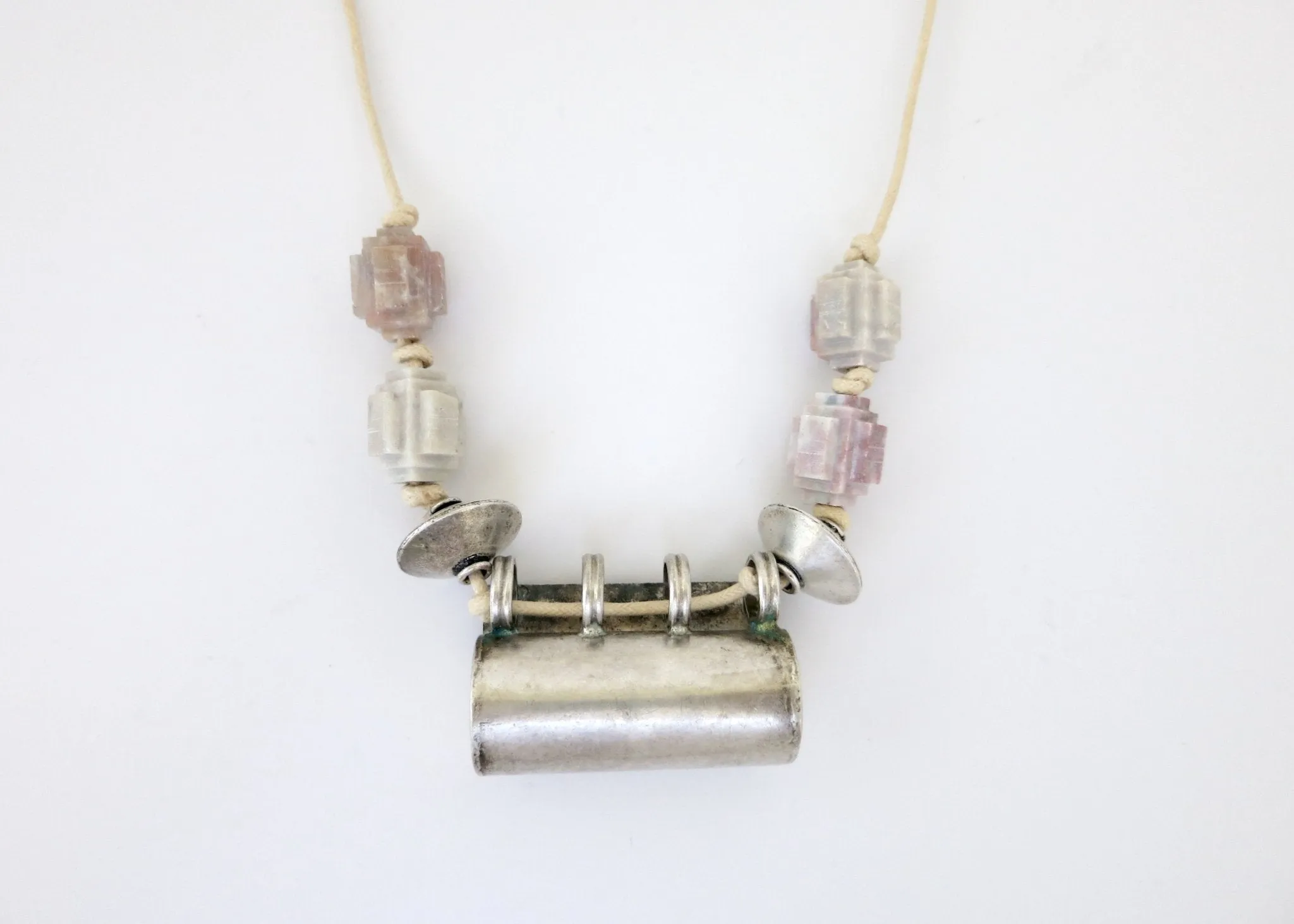 Architecturally inspired, tubular Rajasthani tribal amulet