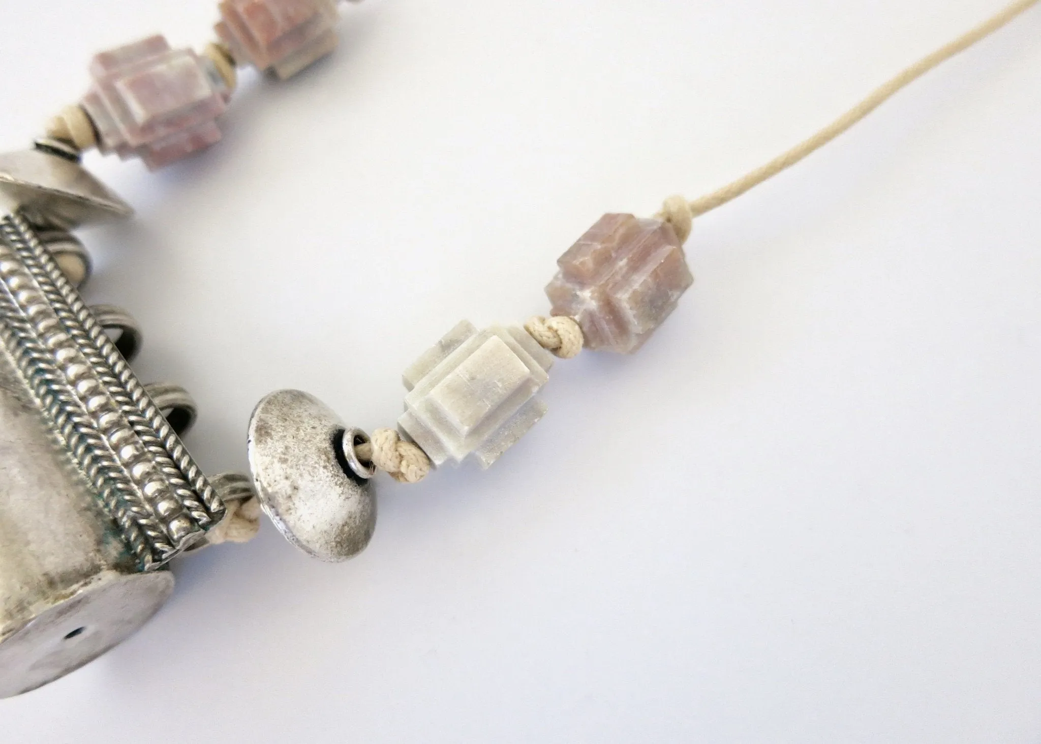 Architecturally inspired, tubular Rajasthani tribal amulet