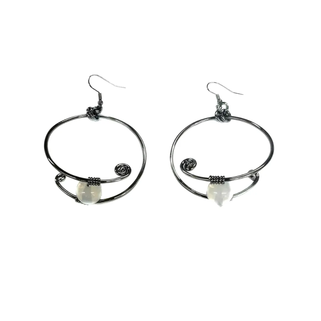 Artistic Wire Earrings with Natural Stone