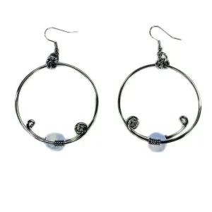 Artistic Wire Earrings with Natural Stone