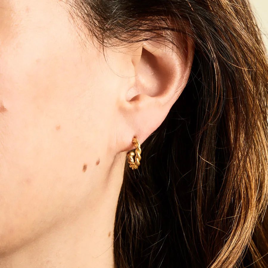 Ashley Grand Twist Baby Hoops in 20K Peach Gold