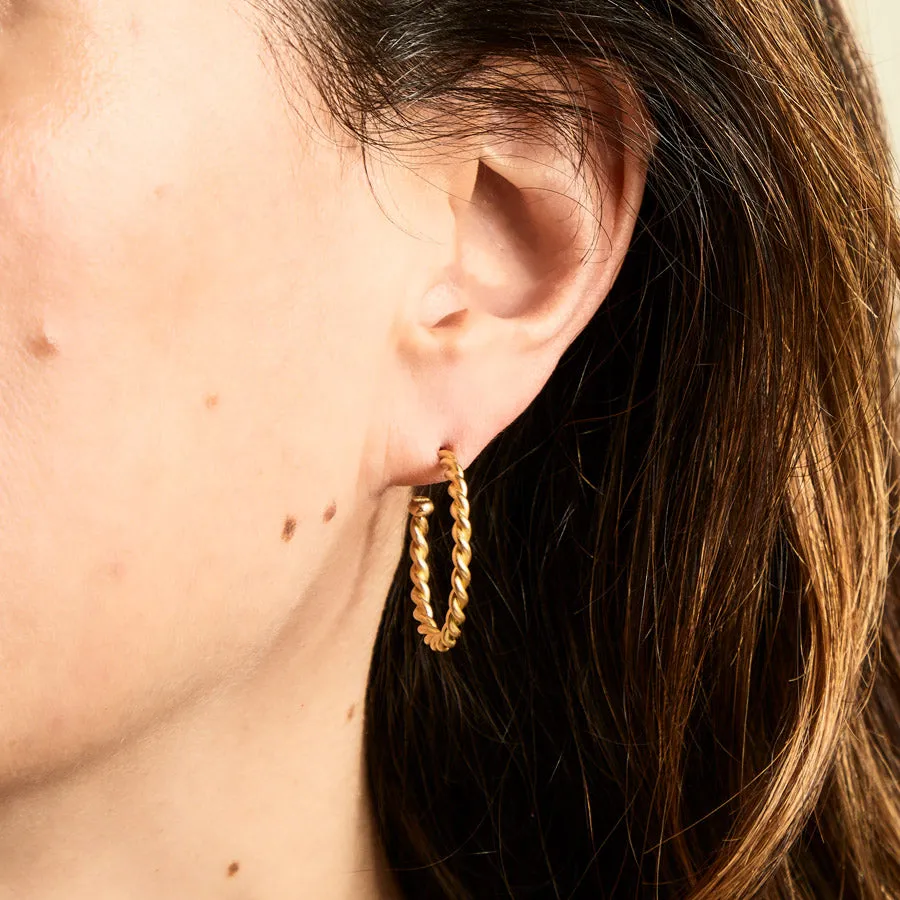 Ashley Grand Twist Large Hoops in 20K Peach Gold