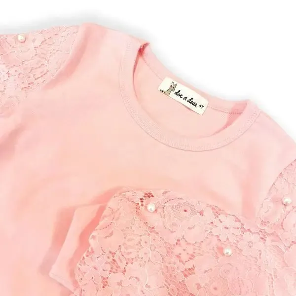 Baby Lace & Pearl Accent Blouse