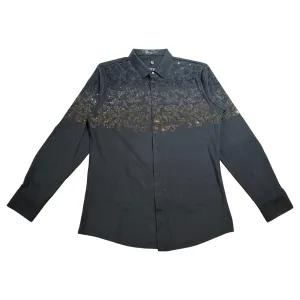 Barocco Silver / Gold Crystal Paisley Flame Button Up Shirt