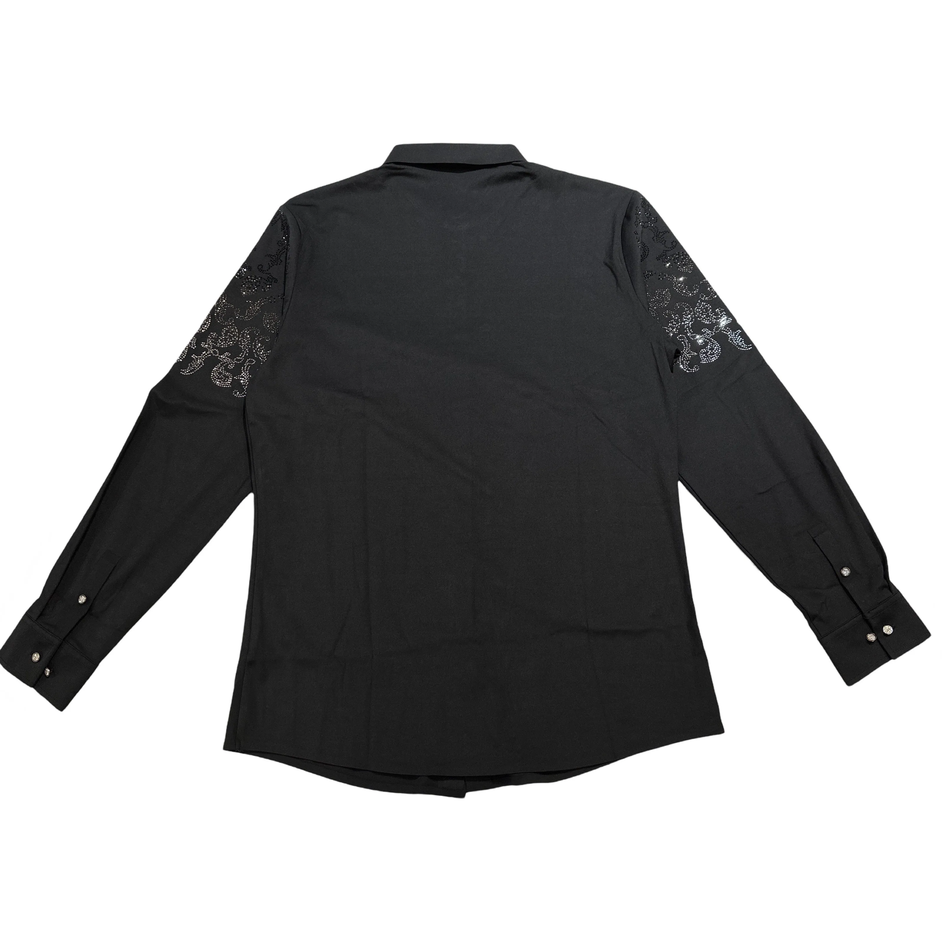 Barocco Silver / Gold Crystal Paisley Flame Button Up Shirt