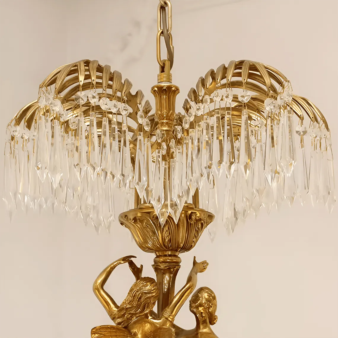 Baroque Style Gold Palm Leaf Crystal Chandelier