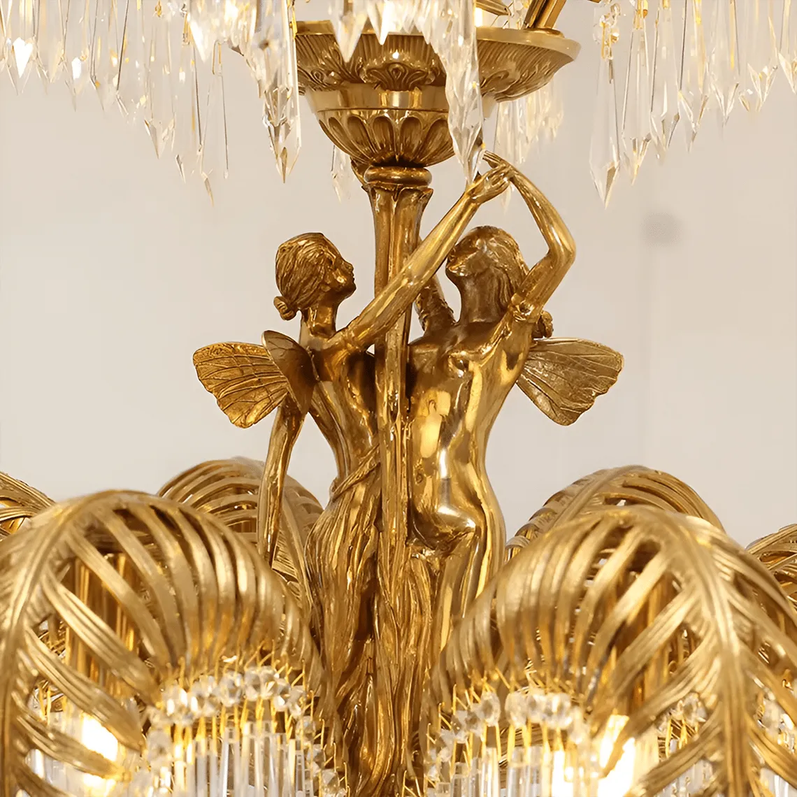Baroque Style Gold Palm Leaf Crystal Chandelier