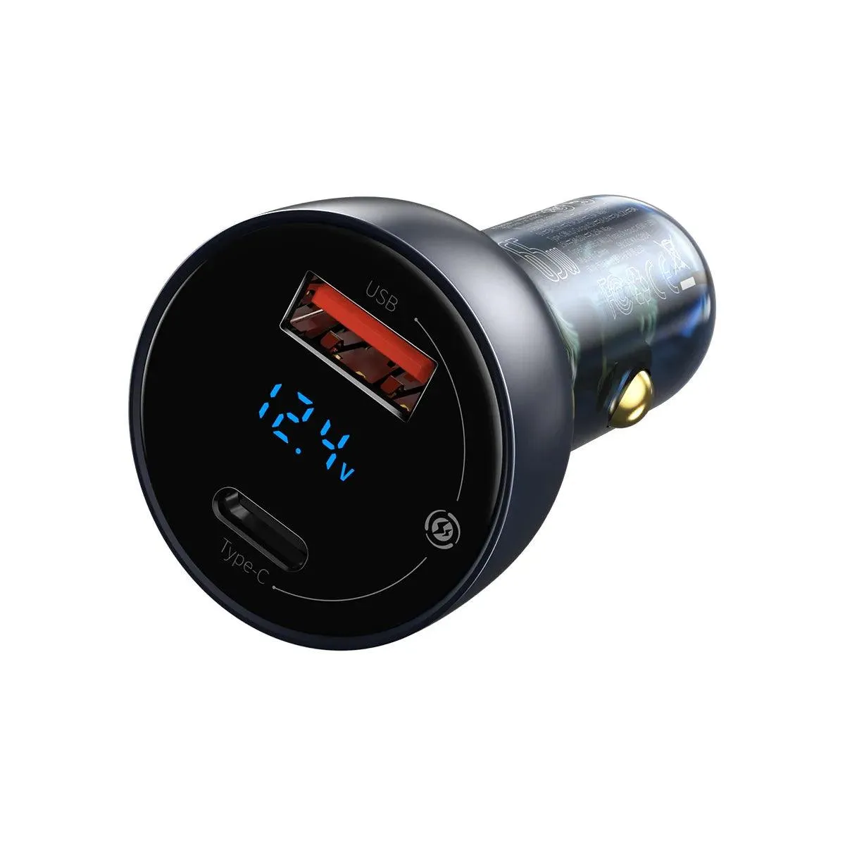 Baseus USB / USB Type C Car Charger 65 W 5 A SCP Quick Charge 4.0  Power Delivery 3.0 LCD Screen   USB Type C – USB Type C Cable Grey (TZCCKX-0G)
