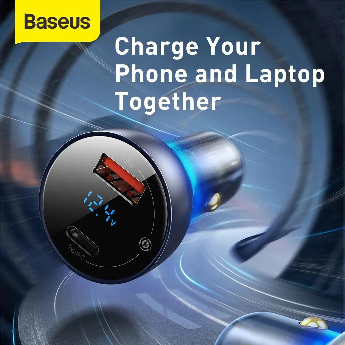 Baseus USB / USB Type C Car Charger 65 W 5 A SCP Quick Charge 4.0  Power Delivery 3.0 LCD Screen   USB Type C – USB Type C Cable Grey (TZCCKX-0G)