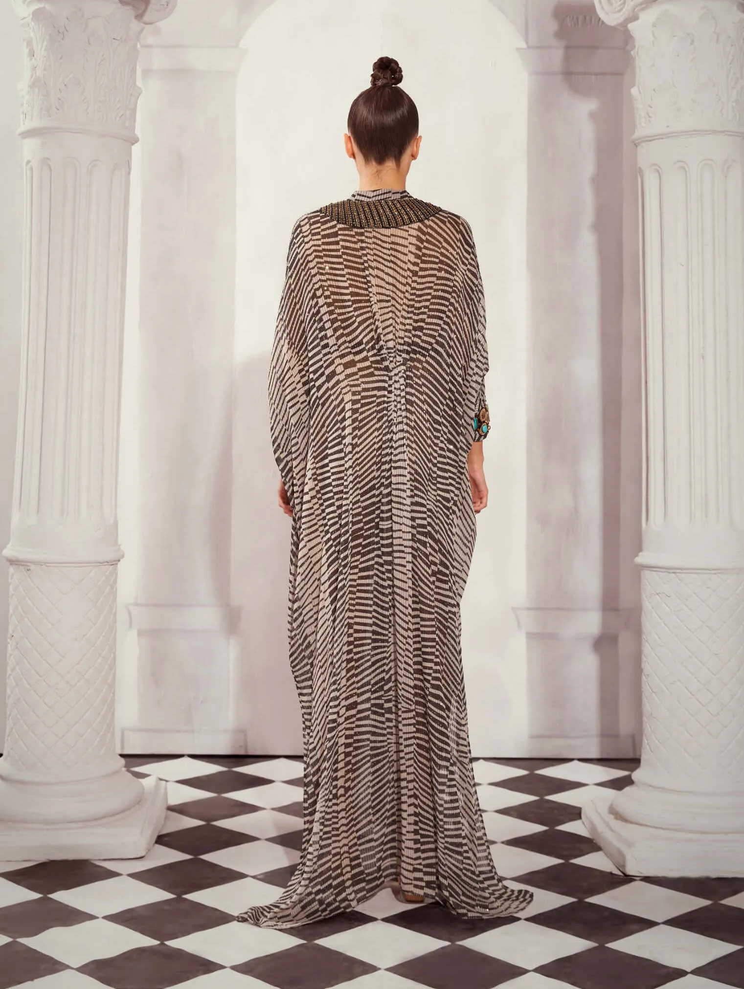 Black & white byzantine kaftan and belt