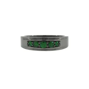 Blackened Silver Graduado Ring Emeralds