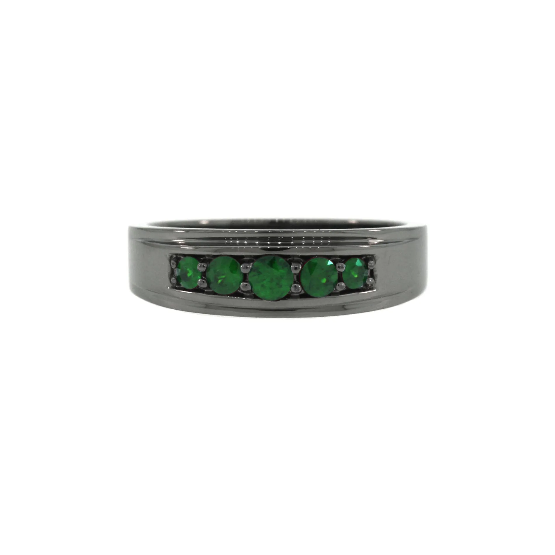 Blackened Silver Graduado Ring Emeralds