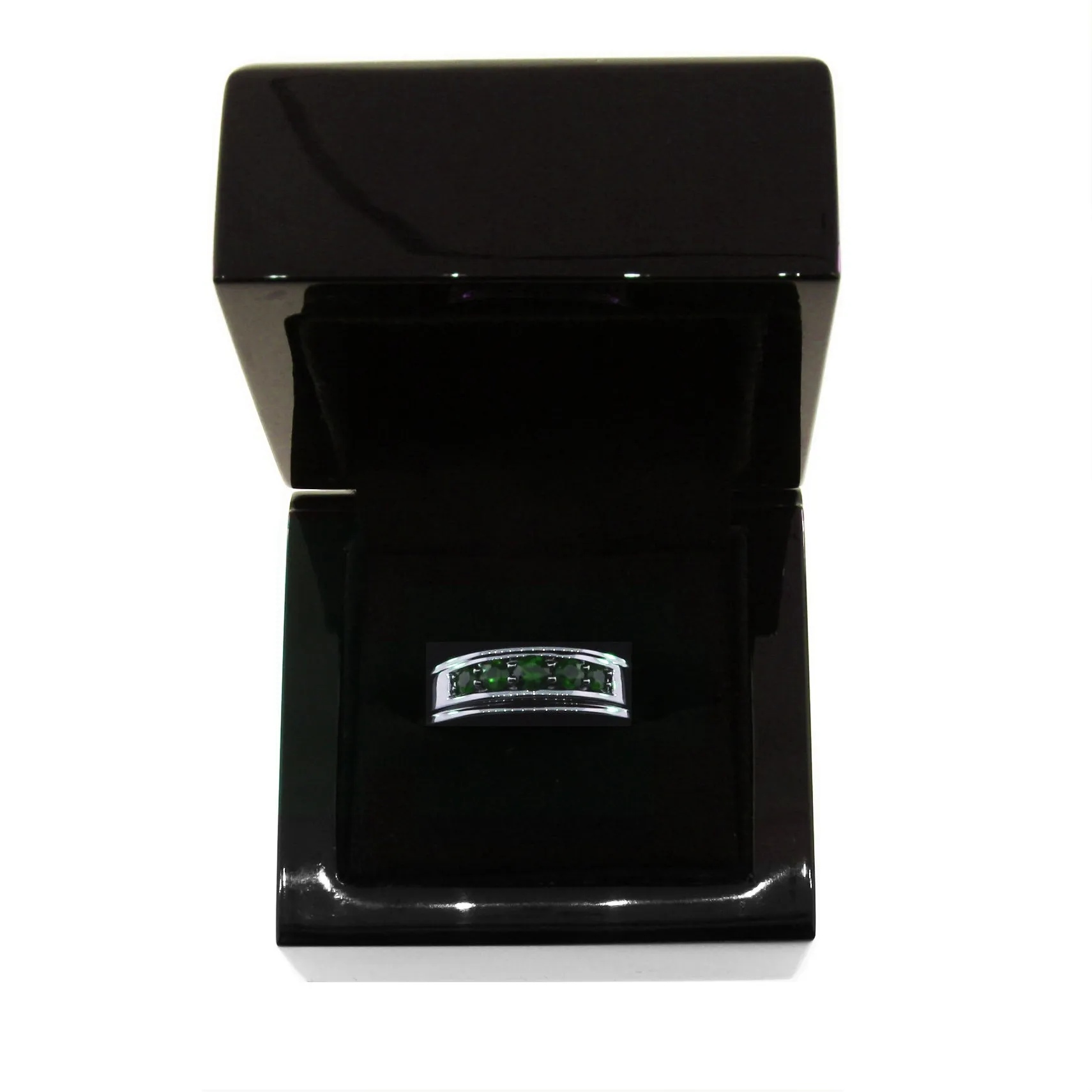Blackened Silver Graduado Ring Emeralds
