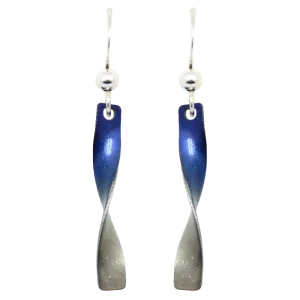 Blue Ombre Twist Earrings, Sterling Silver Earwires, Item# 2260