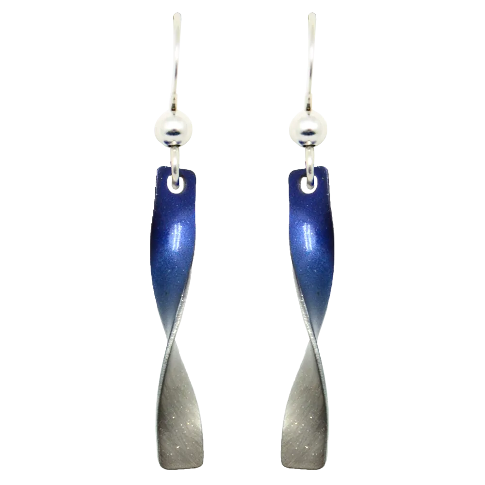 Blue Ombre Twist Earrings, Sterling Silver Earwires, Item# 2260