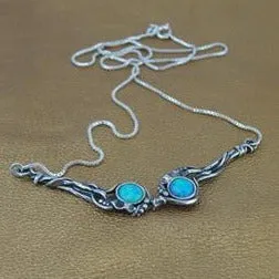 Blue Opal Pendant 925 Sterling Silver Handmade Unique Hadar Designers (H) SALE