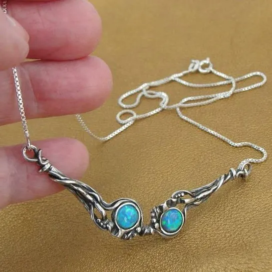Blue Opal Pendant 925 Sterling Silver Handmade Unique Hadar Designers (H) SALE