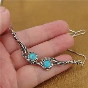 Blue Opal Pendant 925 Sterling Silver Handmade Unique Hadar Designers (H) SALE