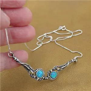 Blue Opal Pendant 925 Sterling Silver Handmade Unique Hadar Designers (H) SALE