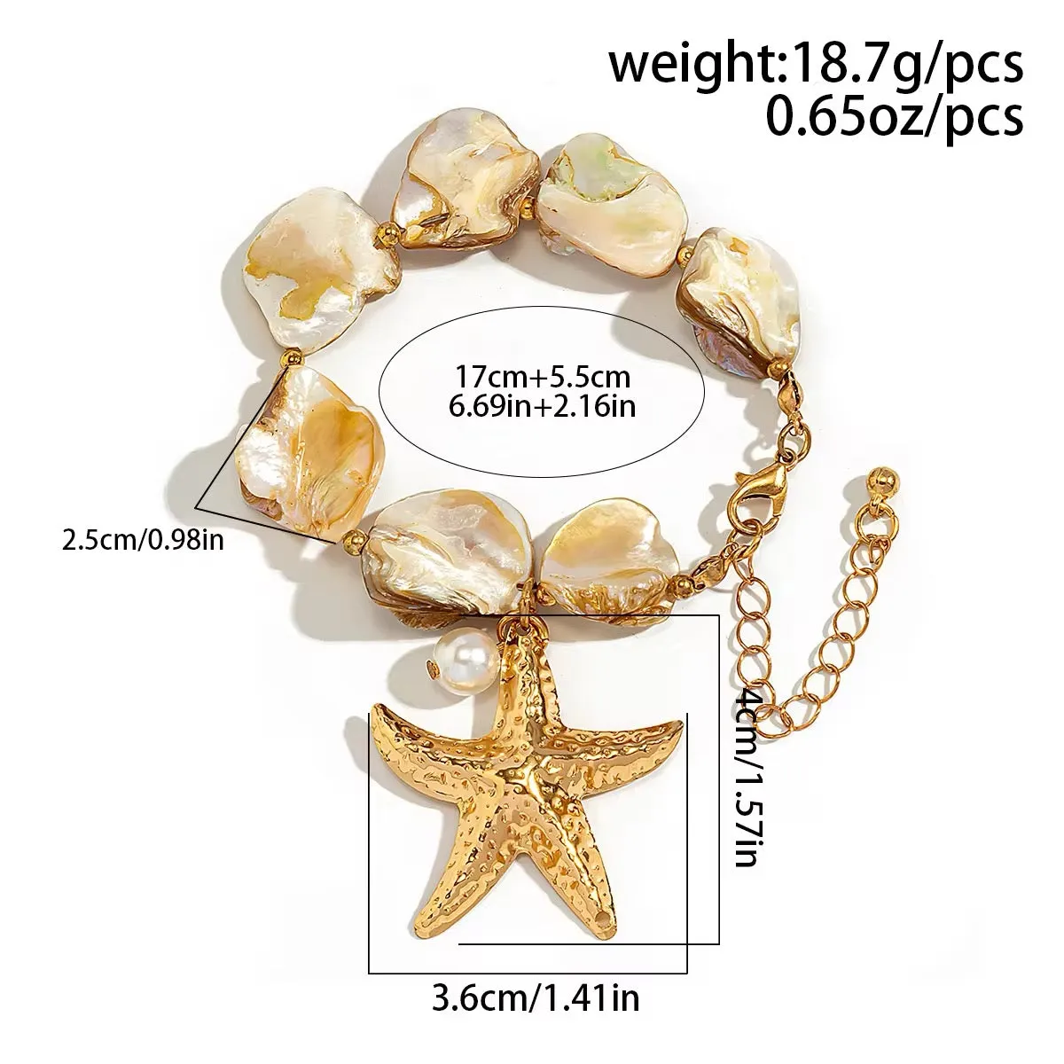 Boho Exquisite Gold Starfish Charm Bracelet