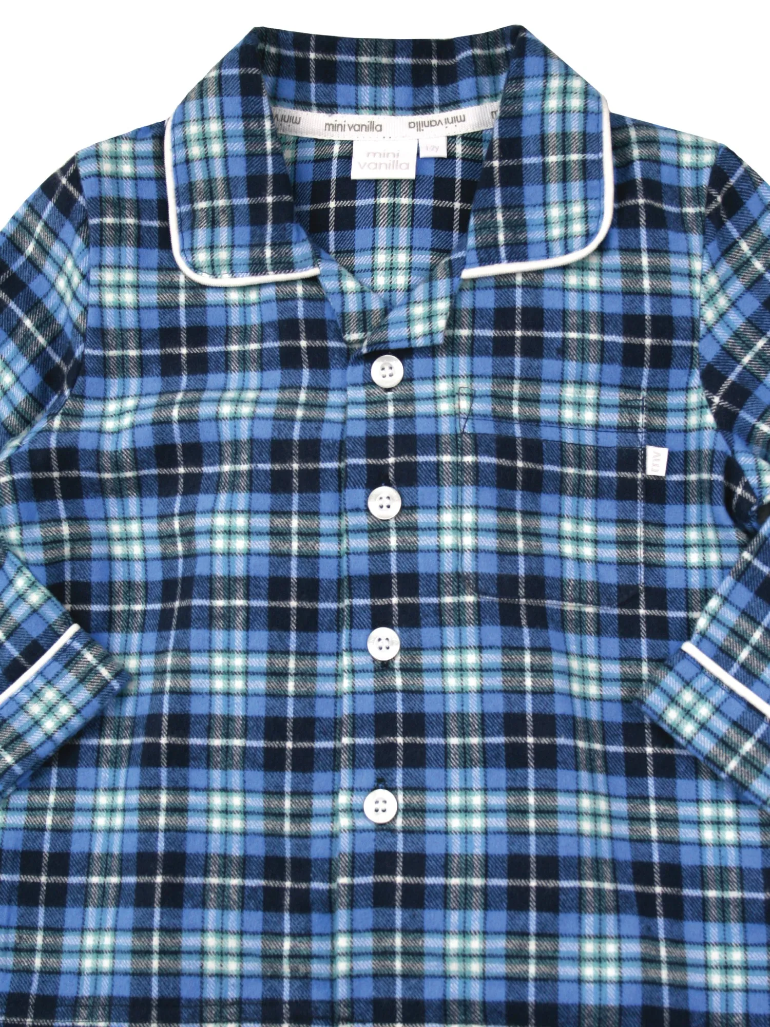 Boys Blue Check Traditional Pyjama Set