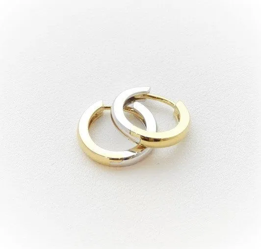 Breuning Two-Tone Gold 14mm Huggie Hoops