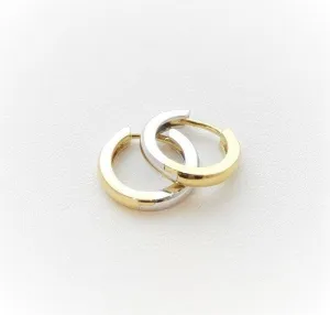 Breuning Two-Tone Gold 14mm Huggie Hoops