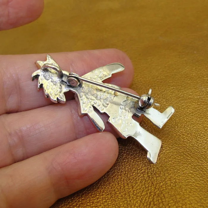 Brooch Pin 925 Sterling Silver Gold Pl  Israel Handmade Hadar Designers  (H) SALE