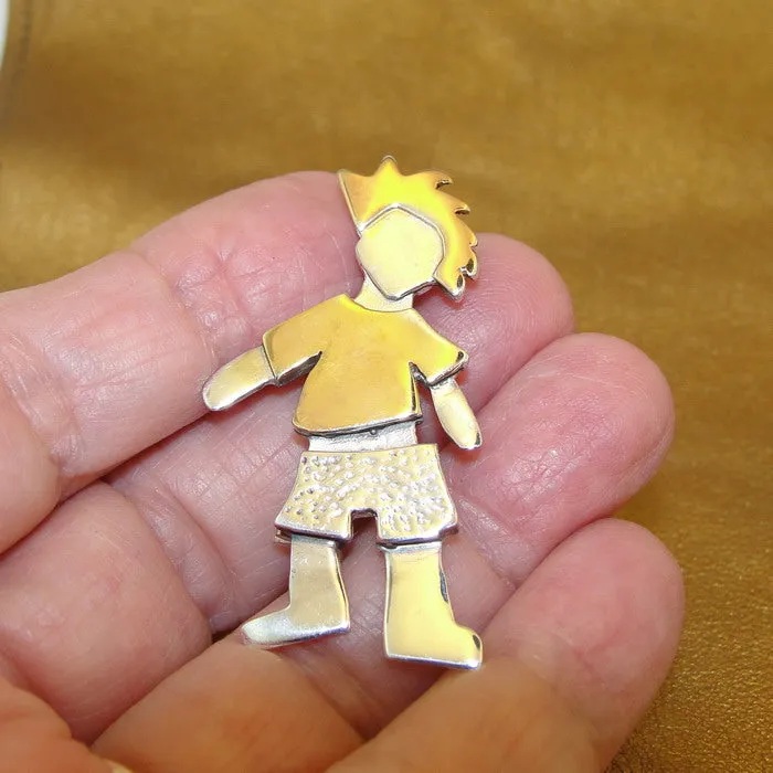 Brooch Pin 925 Sterling Silver Gold Pl  Israel Handmade Hadar Designers  (H) SALE