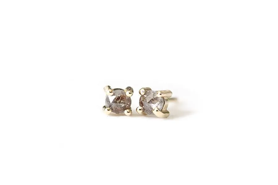 Brown Rose Cut Diamond Studs