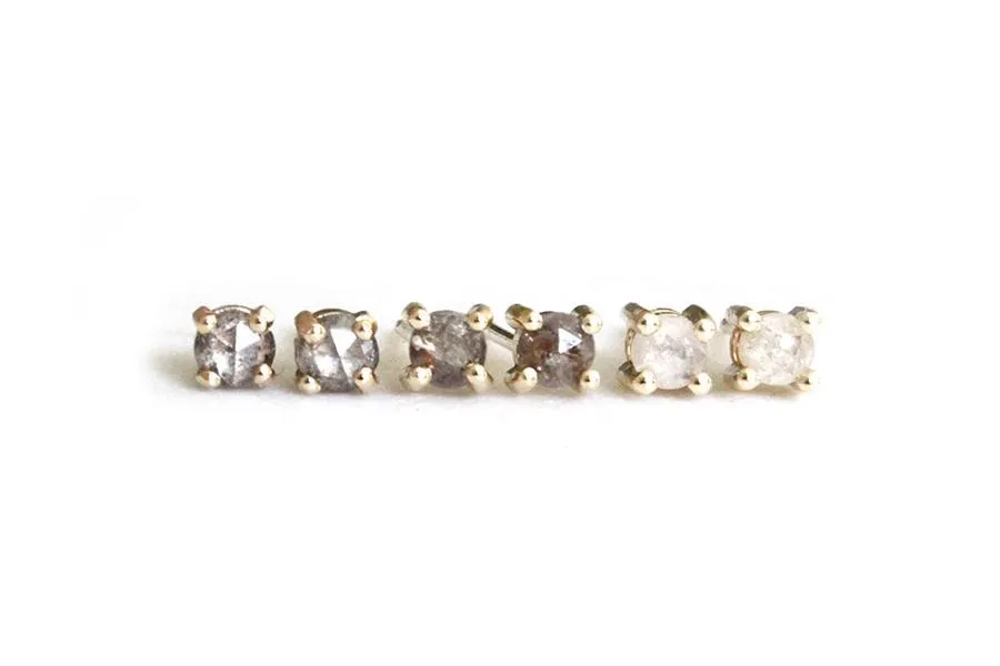 Brown Rose Cut Diamond Studs