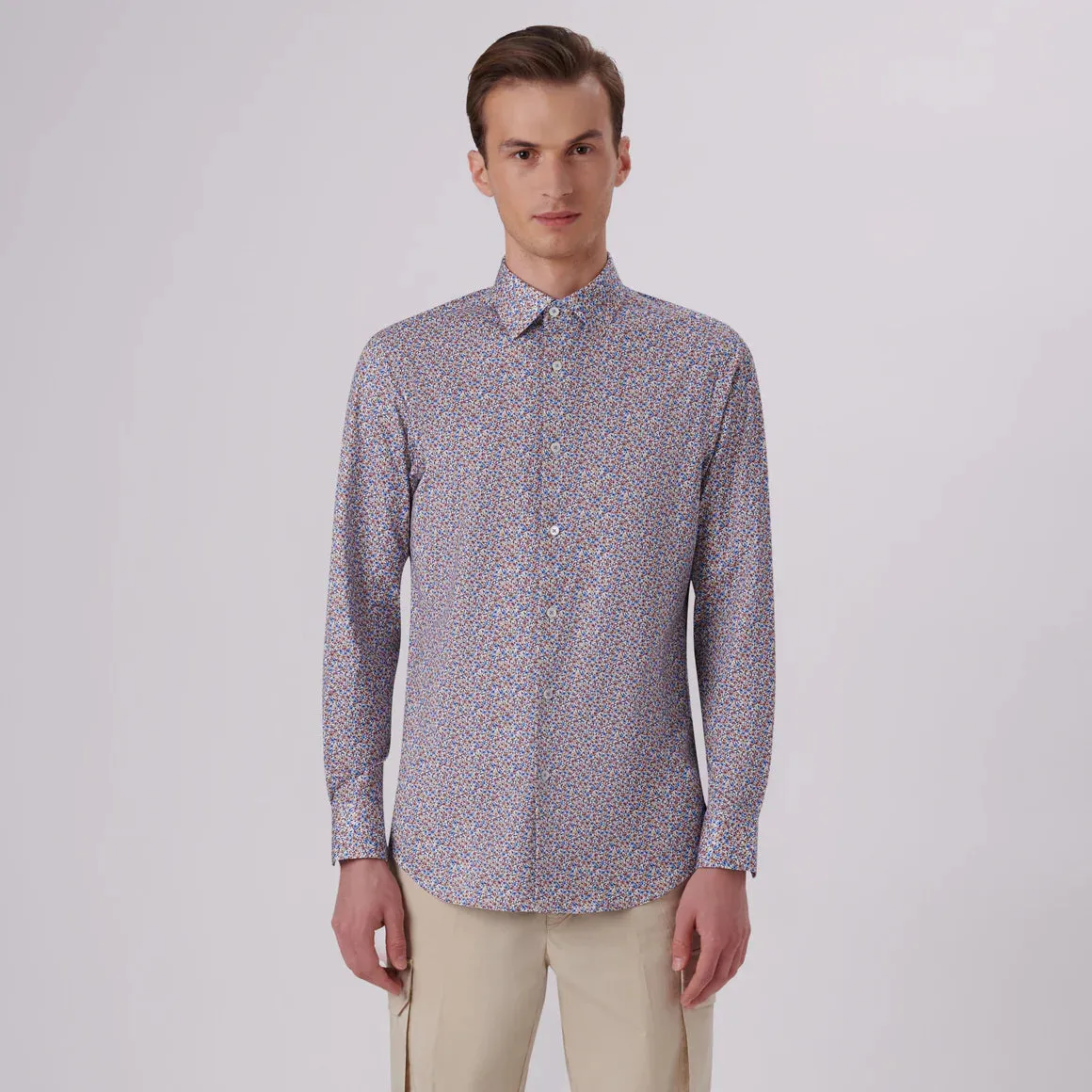 Bugatchi - James Floral Print Ooohcotton Shirt - Caramel