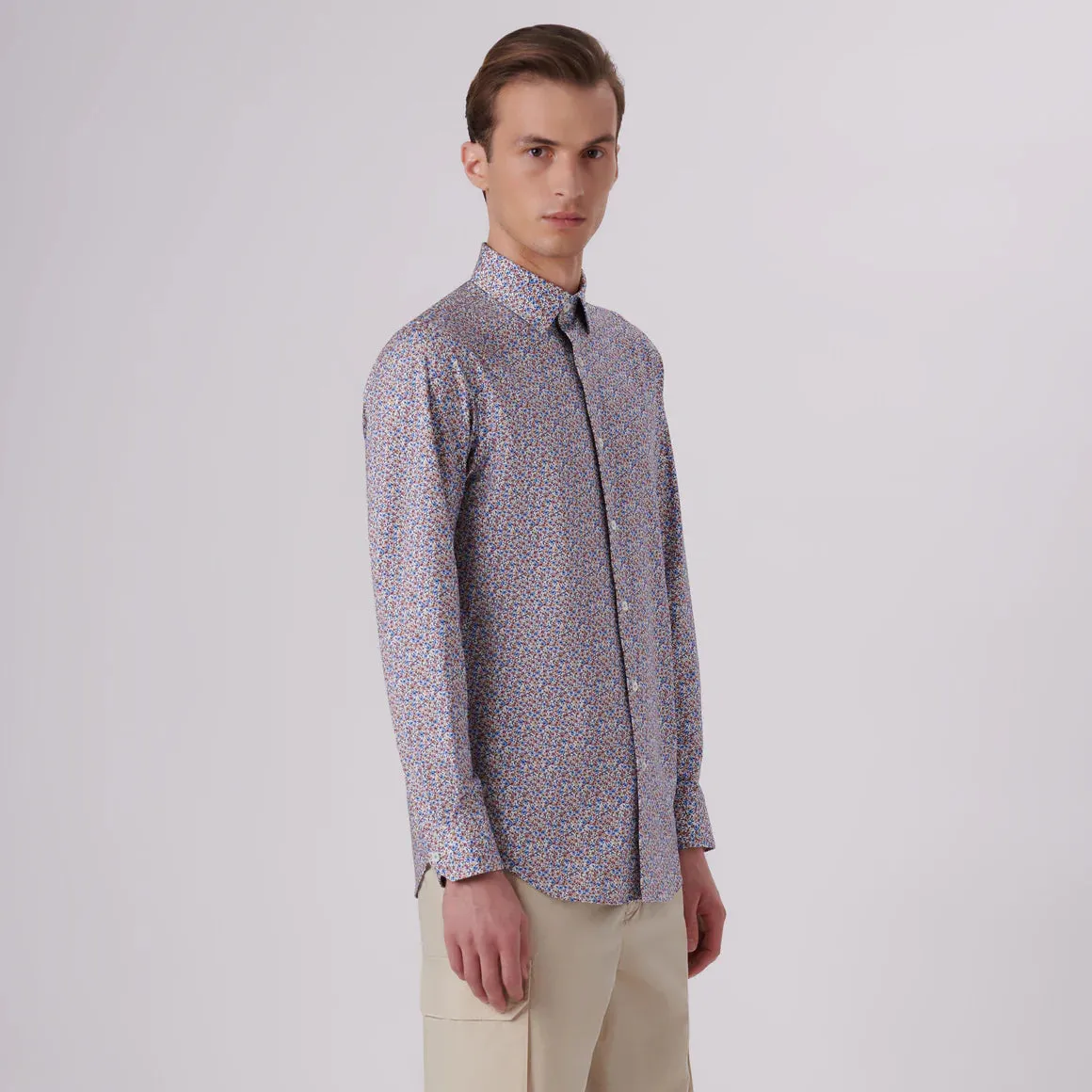 Bugatchi - James Floral Print Ooohcotton Shirt - Caramel